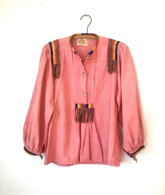 RARE 1970s Gonzalo Bauer Embroidered Smock Top - image 1