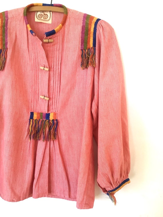 RARE 1970s Gonzalo Bauer Embroidered Smock Top - image 5
