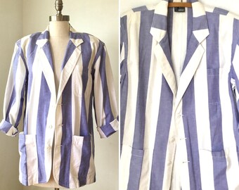 80s Wide Stripe Cotton Blazer