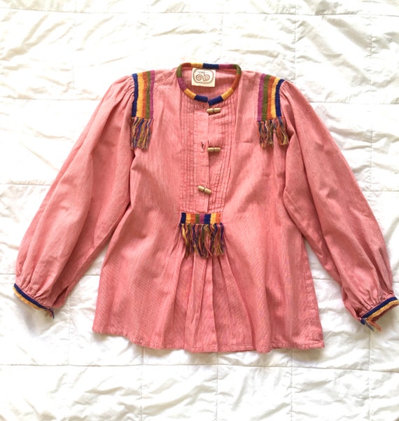 RARE 1970s Gonzalo Bauer Embroidered Smock Top - image 7