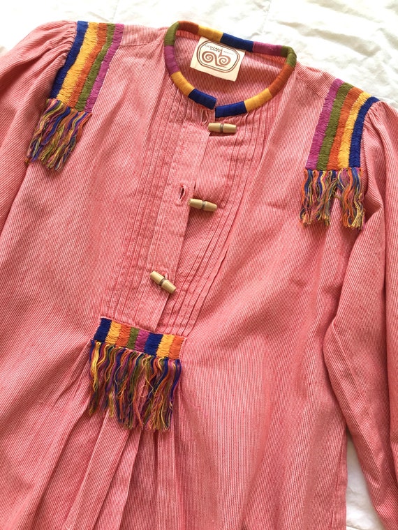 RARE 1970s Gonzalo Bauer Embroidered Smock Top - image 4