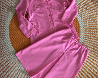 Vintage 1970s Bubblegum Pink Skirt Set