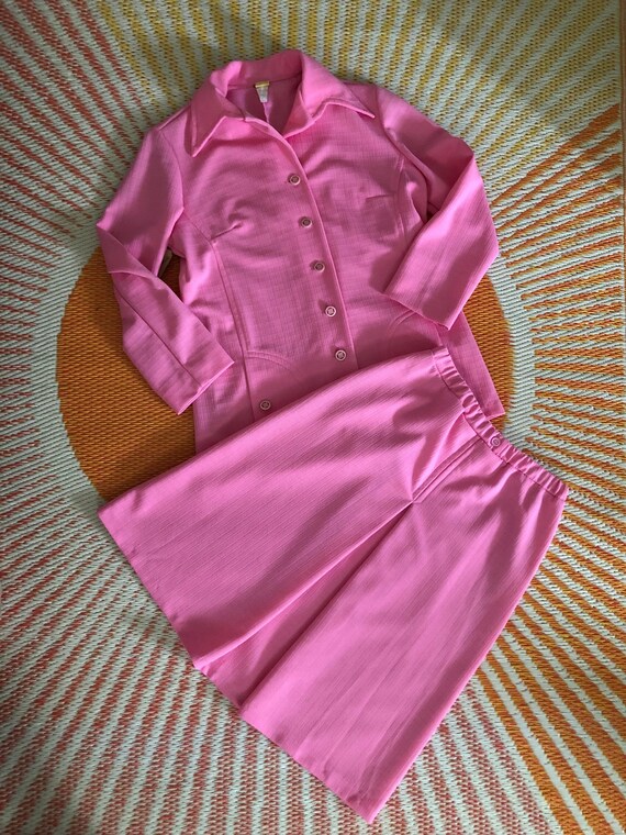 Vintage 1970s Bubblegum Pink Skirt Set