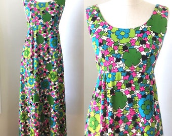 Vintage 1960s-70s Hono-Lulu’s Flower Power Hawaii Maxi Dress