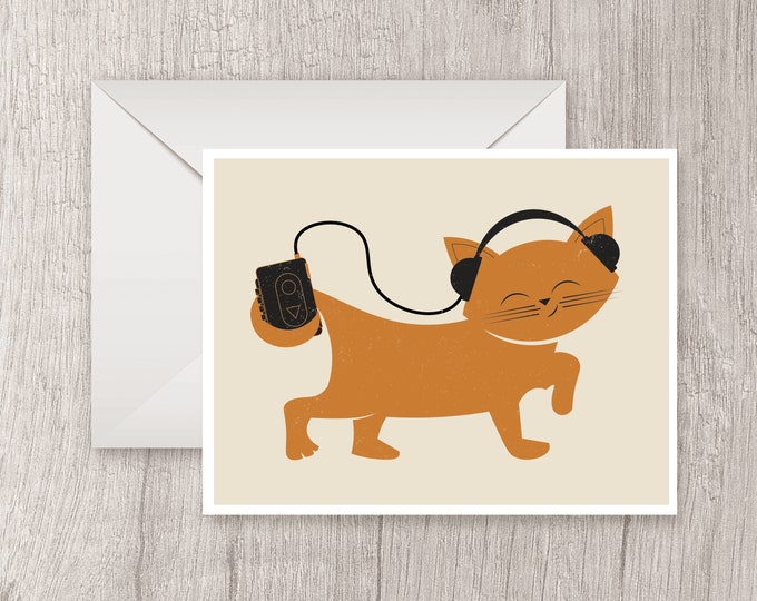Cat with Headphones card