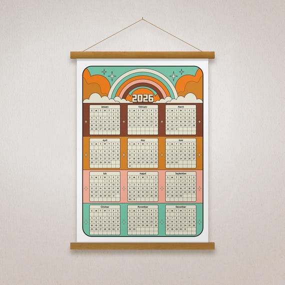 2026 Rainbow & Clouds Calendar (2 colors)