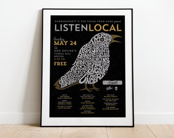 Listen Local 18x24 Screenprinted Gig Poster