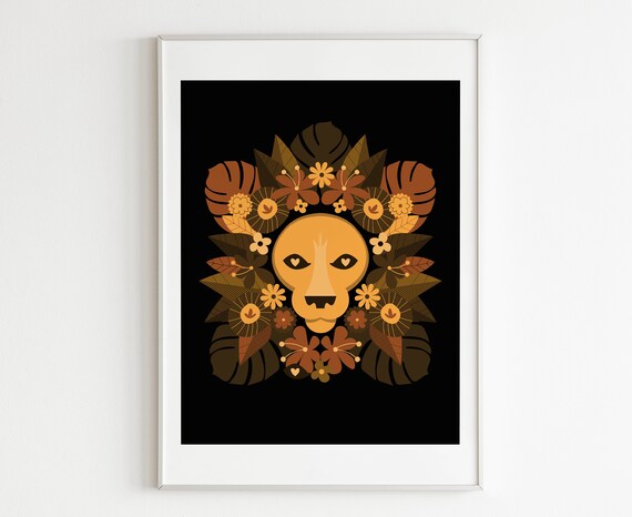 Floral Lion Art Print