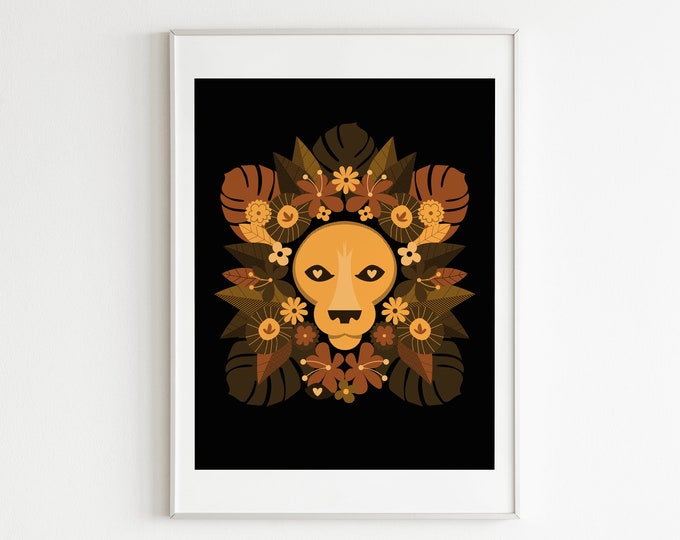 Floral Lion Art Print