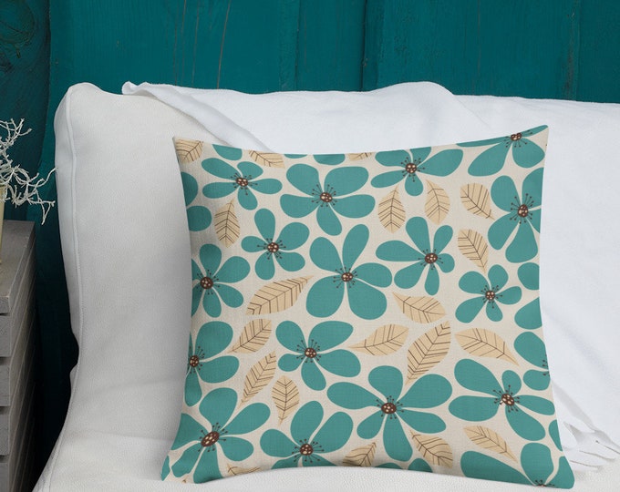 Blue Flower Premium Pillow