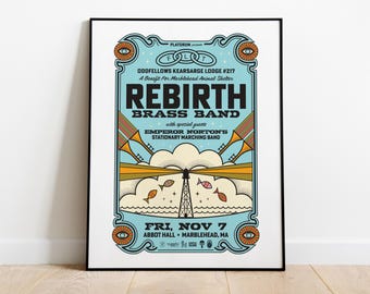 Rebirth Brass Band Gig poster // Marblehead, MA 2025