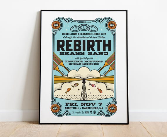 Rebirth Brass Band Gig poster // Marblehead, MA 2025