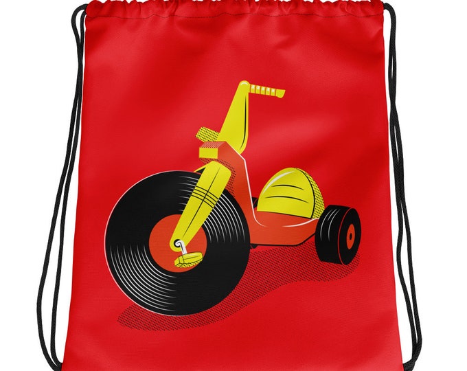 Vinyl Record Big Wheel Drawstring Bag