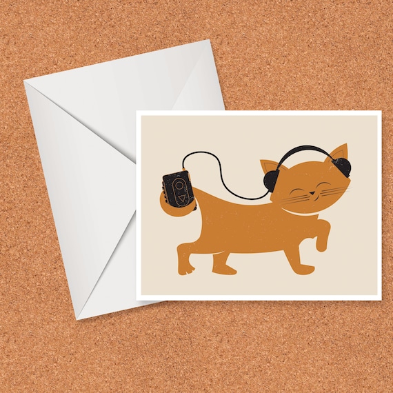 Cat with Headphones card