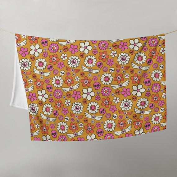 Skulls, Eyes and Flowers Blanket