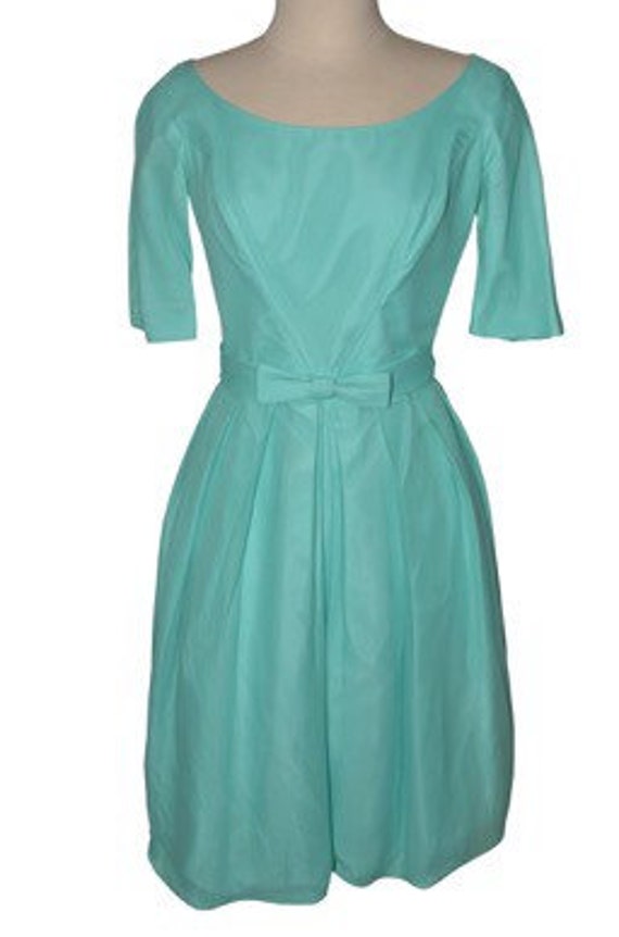 Teal Blue Vintage Estate Tailored Custom Dress Coc
