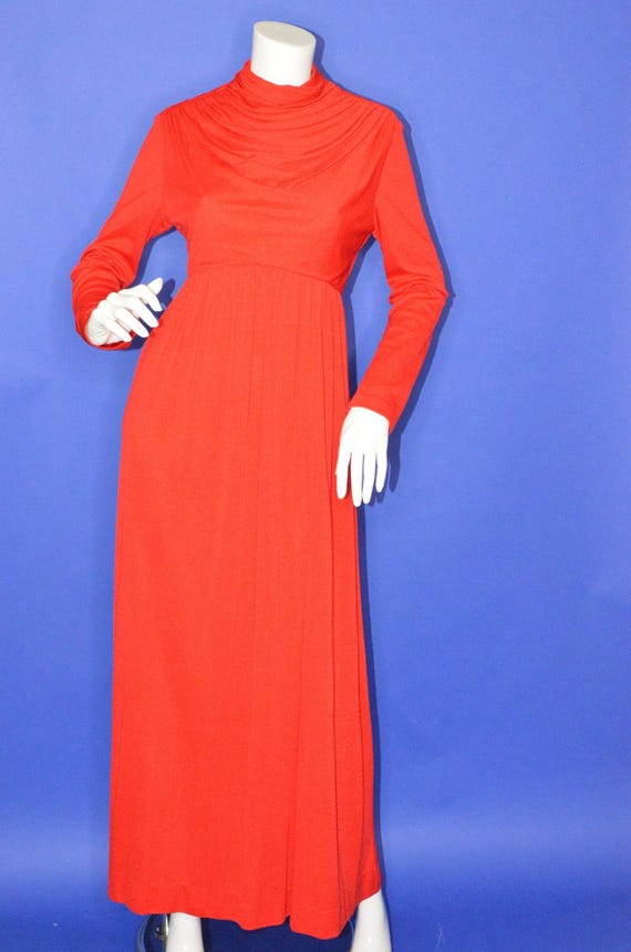 Vintage Estate Red Long Sleeve Maxi Dress