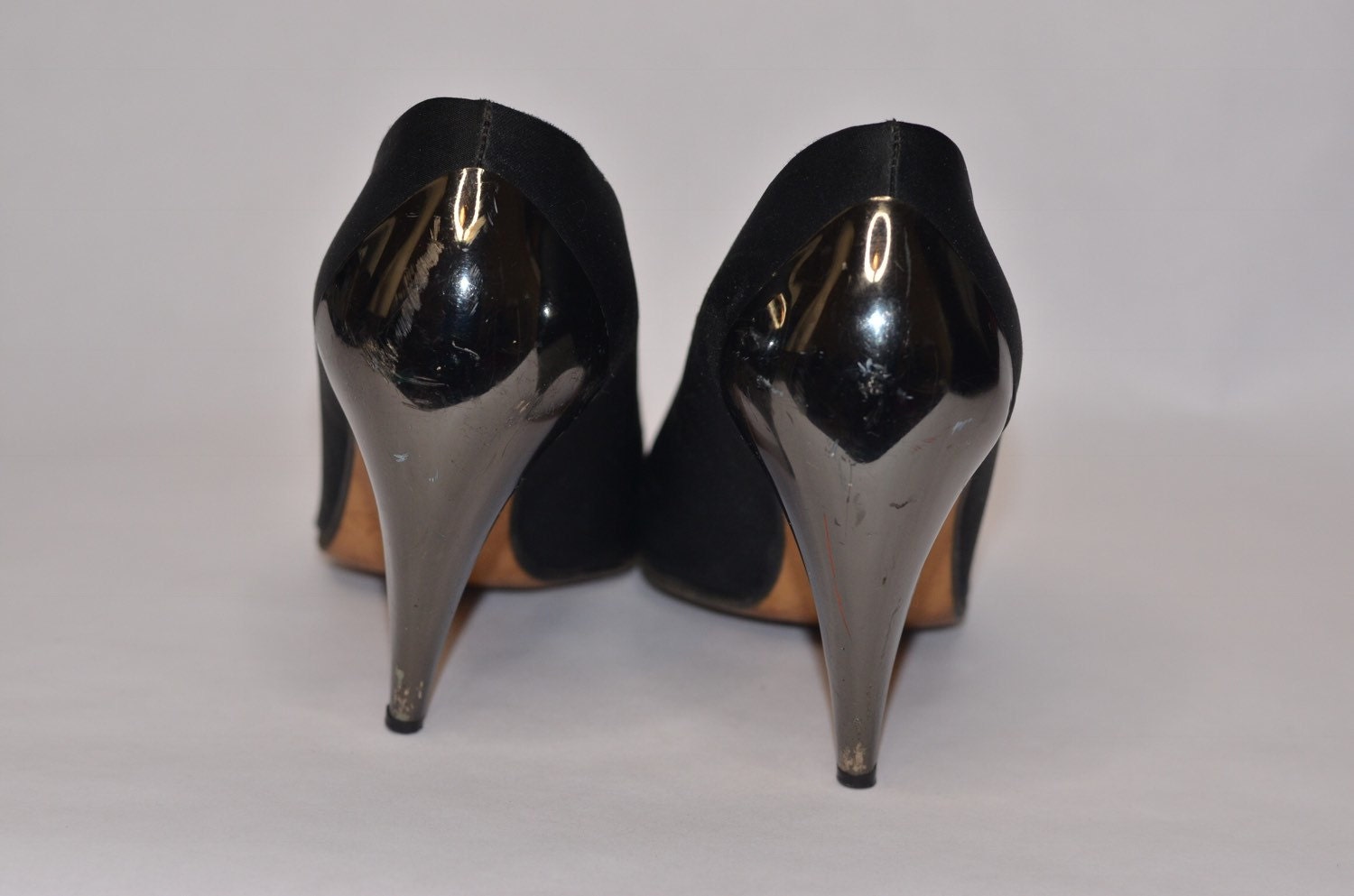 Vintage Estate Walter Steiger Black Platinum Curved Heels Size 38 - Etsy