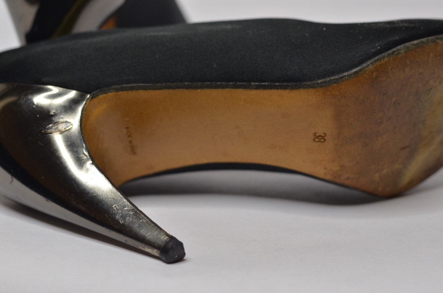 Vintage Estate Walter Steiger Black Platinum Curved Heels Size 38 - Etsy