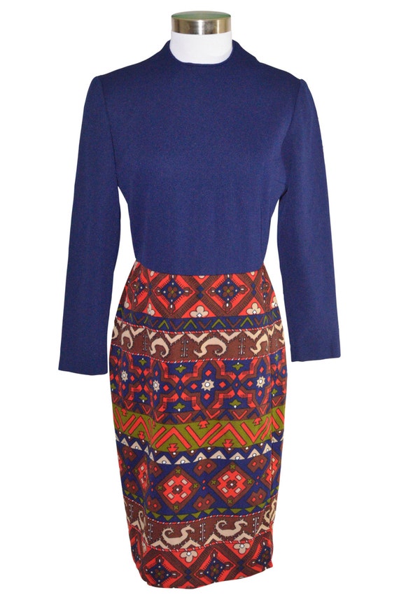 Vintage Estate Patty Navy Blue Multicolor Abstract