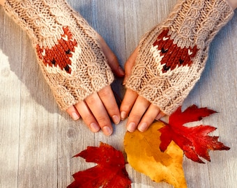 Fox Fingerless Mitts knitting pattern