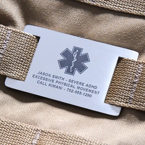 Custom Medical ID Molle Tag | Medical Alert Gear Tag | Medical Molle Clip | Tactical Medical ID Tag | Blood Type Patch | Emergency ID Tag