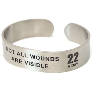 Suicide Awareness Bracelet | 22 A Day Bracelet | Military Suicide | Veteran Suicide | Loss of Loved One | Not All Wounds Are Visible