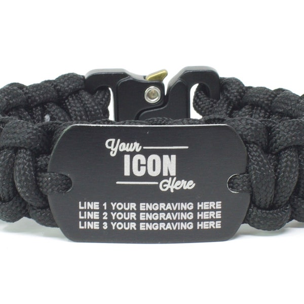 Custom Paracord Bracelet | Small Dog Tag Bracelet | USMC Bracelet | Parachute Cord | Military Wristband | KIA Bracelet | Tactical Clasp