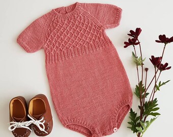 READY-TO-SHIP, 3-6 months, Knit Baby romper - handmade onesies - newborn romper - newborn props- Baby girl romper- Baby bodysuit-baby knits