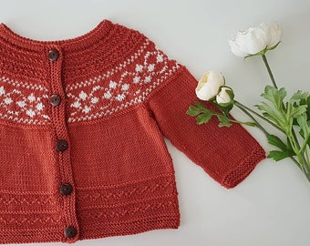 Isländische Baby Strickjacke-Fair Isle Pullover-Gestrickte Mädchen nordische Pullover-Baby Geschenk-Baby Strickjacke, Baby Vintage nordische Heimkehr outfit