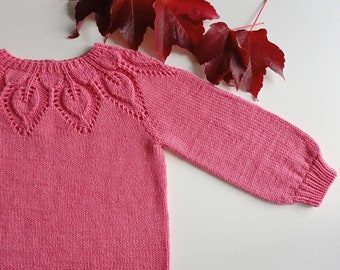 Knit girls sweater-Knitted girls clothing-Knit for girls-Handmade girls clothing-Toddler knit sweater-Baby sweater-Baby gift-Knit sweater