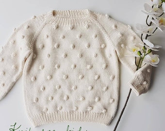 Popcorn Pullover, Kleinkind Pullover, Kleinkind Geschenk, Mädchen Popcorn Pullover, Baby Pullover, Baby Mädchen stricken, Baby Mädchen Geschenk, Kleinkind Popcorn