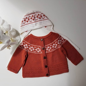 Baby set of jacket, bonnet,Knit baby outfit-Knit baby cardigan, pants and bonnet-Knitted girls clothing-Baby gift-Baby knit set-pants-bonnet