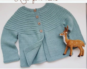 Cárdigan de algodón Merino para niños, Puntos de niños hechos a mano, Suéter de niñas, Cárdigan de niños, Puntos de niños, Chaquetas de niños Merino, Cárdigan unisex Round Yoke