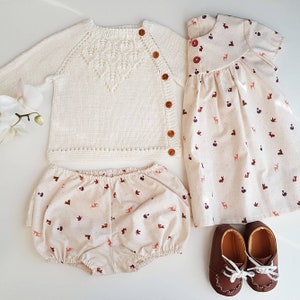 Baby girl outfit, 6-9 months baby outfit, Ecotex baby dress, bloomers, Dress,bloomers, Baby girl cardigan, Vintage dress, Baby cardigan set image 1