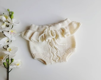 Bloomers de volantes de niña de punto/mameluco de bebé de punto /Cubierta de pañal de bebé/Ropa de bebé de punto/Traje de niñas de bebé/Ropa exterior de niña