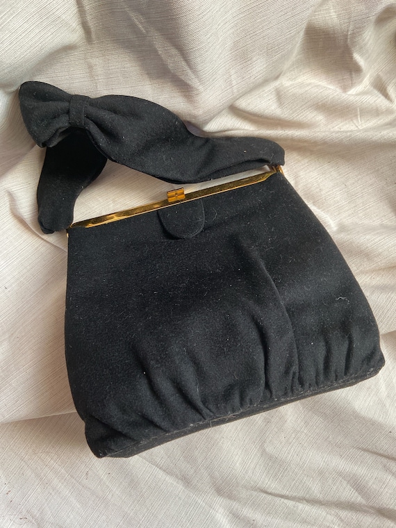 Vintage Coblentz Black Fabric Bow Handbag
