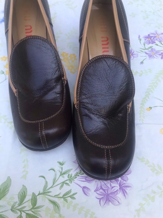 Vintage Brown Miu Miu Wedge Loafers 38.5