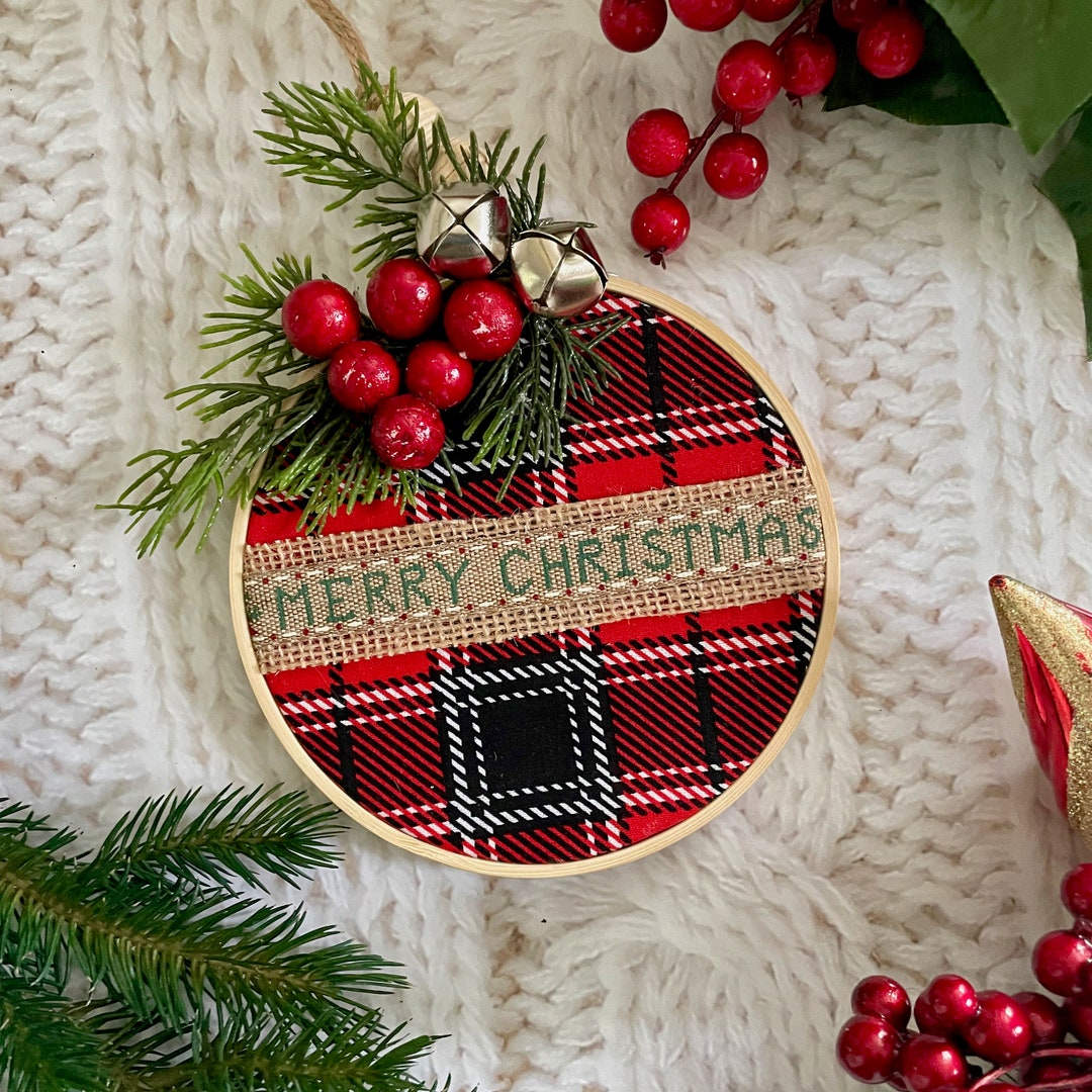 Embroidery Hoop Christmas Ornaments Buffalo Plaid Ornaments Christmas