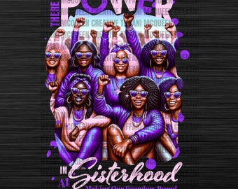 Poder na irmandade Pink & Purple Sorority, KEY, A4, Black Queen, Dia do Fundador, Mês da História Negra, PNG, DTF, Sublimação