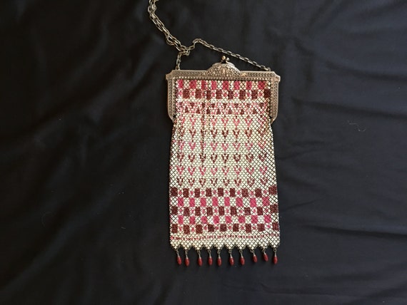 Large Mandalian enamel mesh purse with enamel dro… - image 2