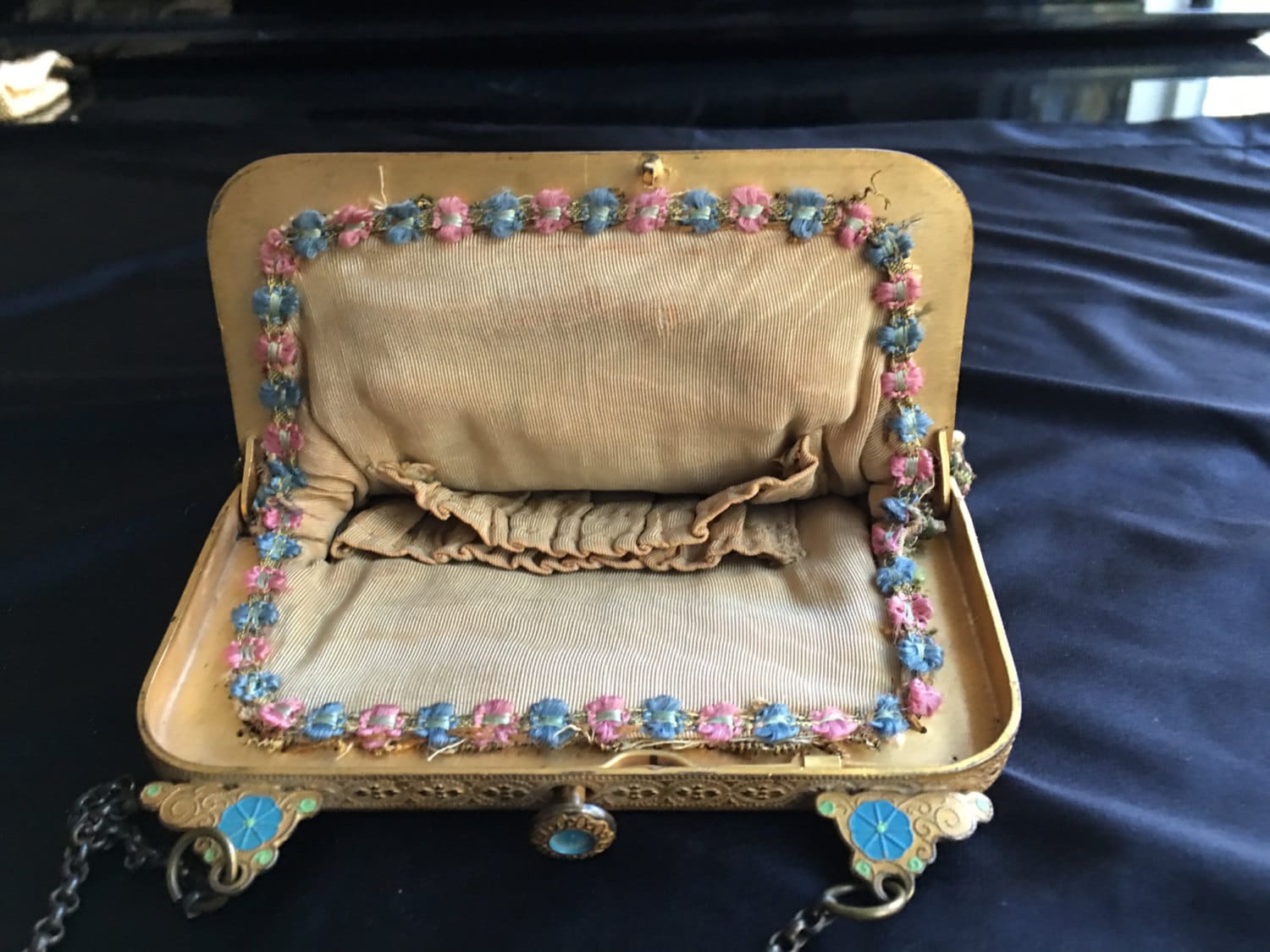 Stunning Art Deco Needlepoint Purse With Fantastic Enamel Etsy