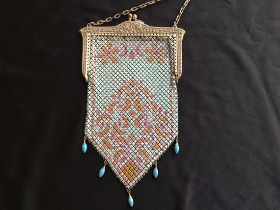 Mandalian enamel mesh purse, beautiful colors, 192