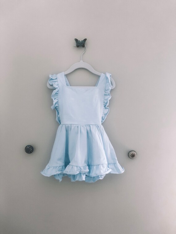 light blue pinafore dress