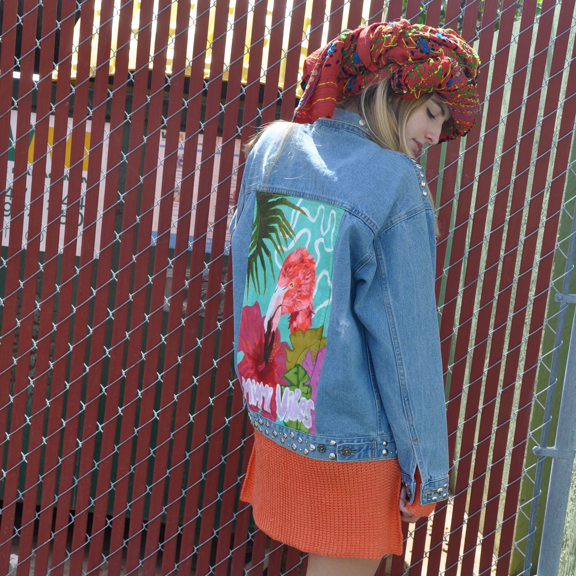 VINTAGE JEAN JACKET WITH MUSHROOM TAPESTRY | RE.STATEMENT | The Upcycled  Fashion Marketplace