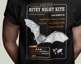 Maglietta divertente con pipistrello "Conosci il tuo morso aquilone notturno"