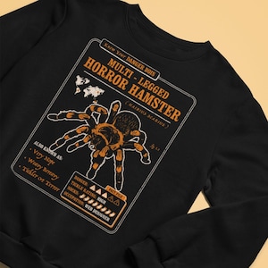 Funny Spider Sweatshirt &quot;Know Your Multi Legged Horror Hamster&quot; - Funny Spider SweatShirt with Spider Facts, Spider Anatomy, Funny Tarantula