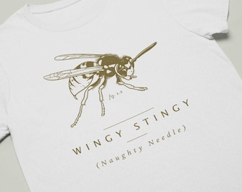 Funny Wasp T-Shirt - Wingy Stingy (Naughty Needle) Funny Hornet T-shirt, Funny Bee T-shirt, Funny Wasp Gift, Wasp Meme, Hornet Gift Bee Gift