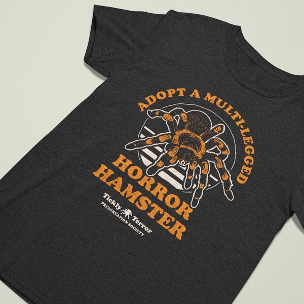 Funny Spider T-shirt  "Adopt A Horror Hamster - Tickly Terror Preservation Society" Arachnid Shirt, Tarantula Shirt, Pet Spider Lover Gift