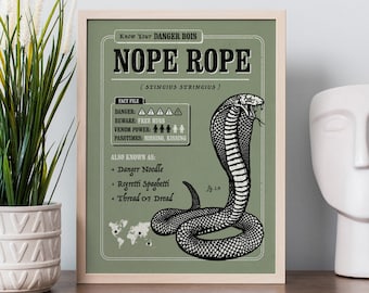 Funny Snake Fact File Poster – Nope Rope AKA Danger Noodle